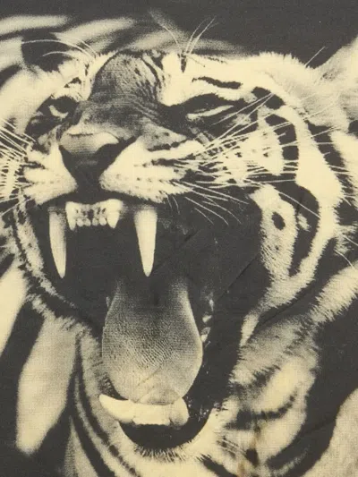 Pre-owned Just Cavalli 2000s Tiger-print Silk Scarf In Orange