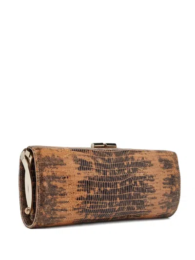 Pre-owned Jimmy Choo Snakeskin-pattern Clutch Bag In Brown