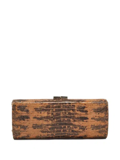 Pre-owned Jimmy Choo Snakeskin-pattern Clutch Bag In Brown