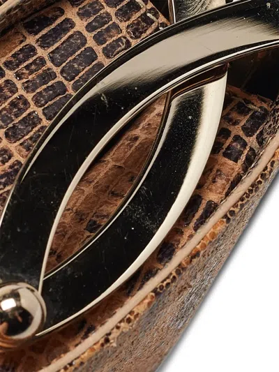 Pre-owned Jimmy Choo Snakeskin-pattern Clutch Bag In Brown