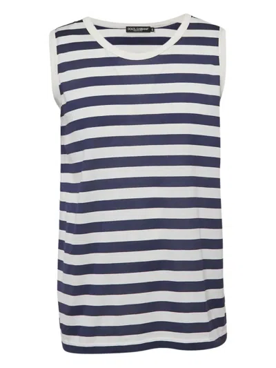 Pre-owned Dolce & Gabbana Striped Sleeveless Top In White