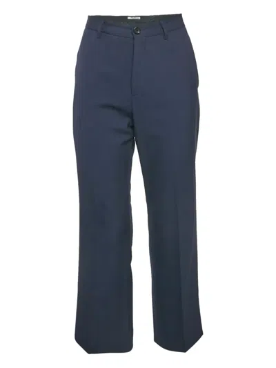 Pre-owned Miu Miu Wool-blend Waistband Trousers In Blue