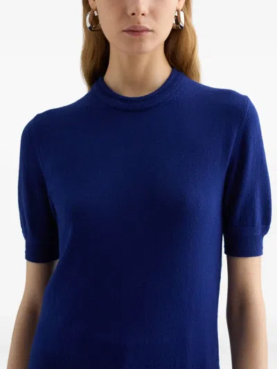 Jil Sander Wool Knitted T-shirt In Blue