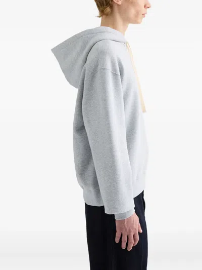 Jil Sander Gray Printed-logo Hoodie In Brown