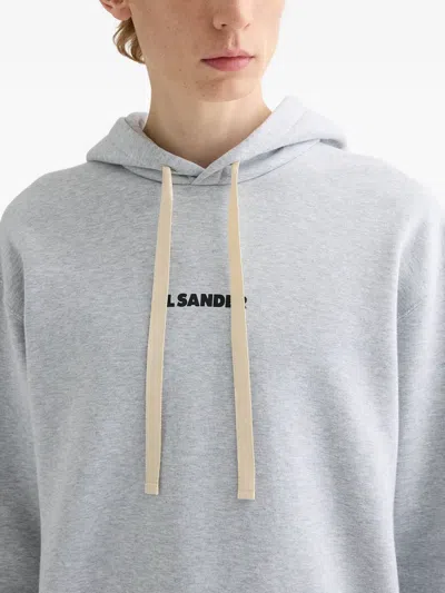 Jil Sander Gray Printed-logo Hoodie In Brown