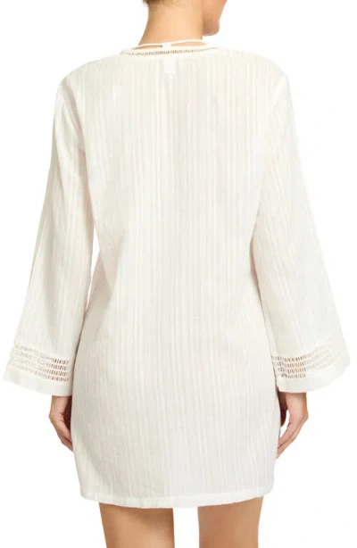 Robin Piccone Marina Lace-up Cover-up Tunic In White
