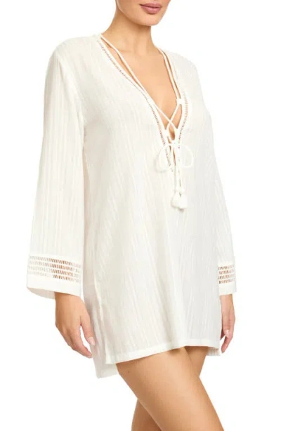 Robin Piccone Marina Lace-up Cover-up Tunic In White