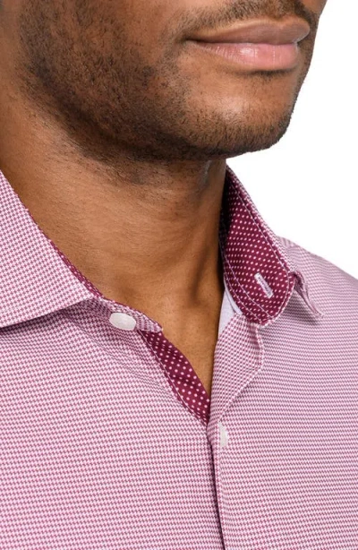 Wrk W.r.k Regular Fit Red Micro Houndstooth Performance Dress Shirt In Pink