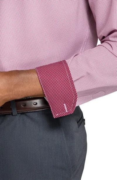 Wrk W.r.k Regular Fit Red Micro Houndstooth Performance Dress Shirt In Pink