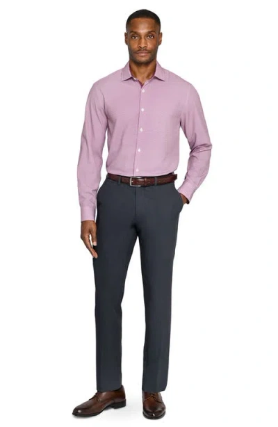 Wrk W.r.k Regular Fit Red Micro Houndstooth Performance Dress Shirt In Pink