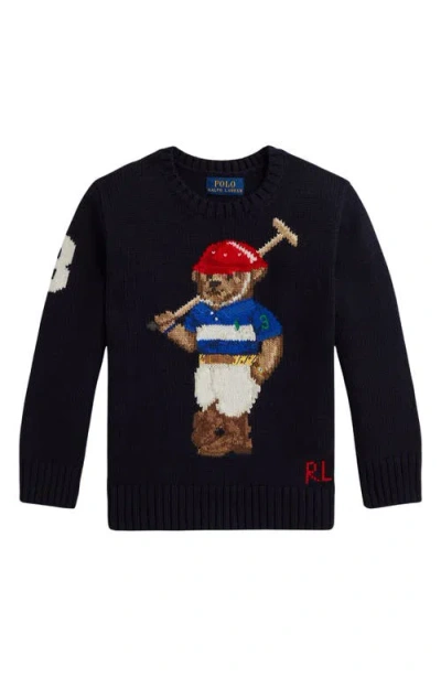 Polo Ralph Lauren Boys 2t-7 Polo Bear Crewneck Sweater In Black