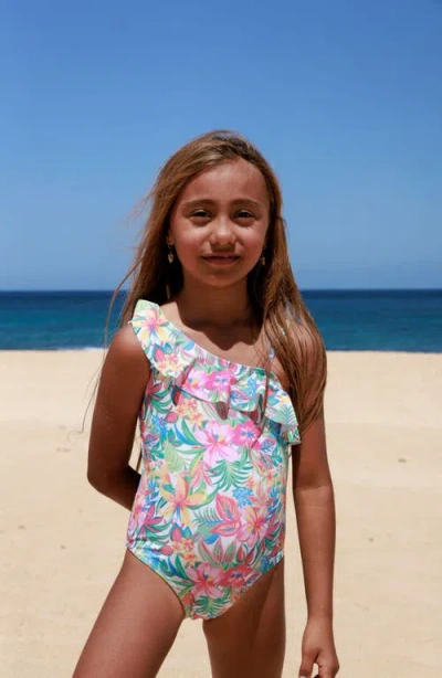 Feather 4 Arrow Kids' Beach Party Ruffle Upf 50+ One-piece Swimsuit In Multi