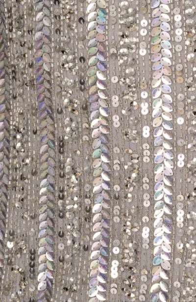 Aidan Mattox Sequin Sleeveless Gown In Silver