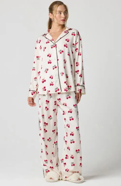 Florence By Mills Bow Satin Pajama Pants In Neutral