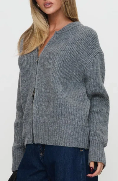 Princess Polly Lexene Zip Cardigan In Gray