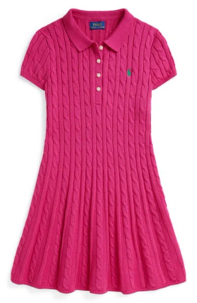 Polo Ralph Lauren Ralph Lauren Cable-knit Cotton Polo Sweater Dress In Pink