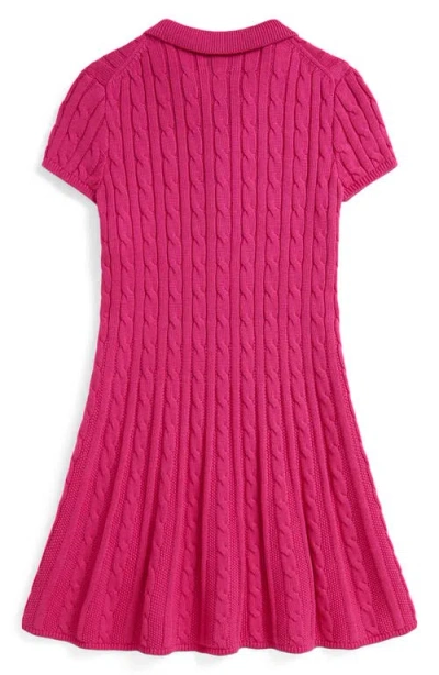 Polo Ralph Lauren Ralph Lauren Cable-knit Cotton Polo Sweater Dress In Pink