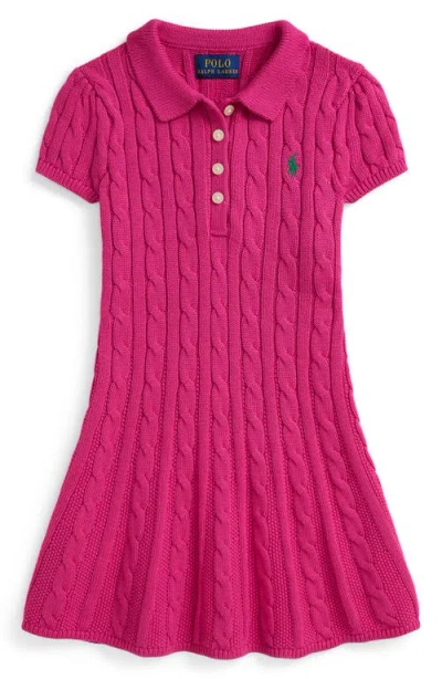 Polo Ralph Lauren Ralph Lauren Cable-knit Cotton Polo Sweater Dress In Pink