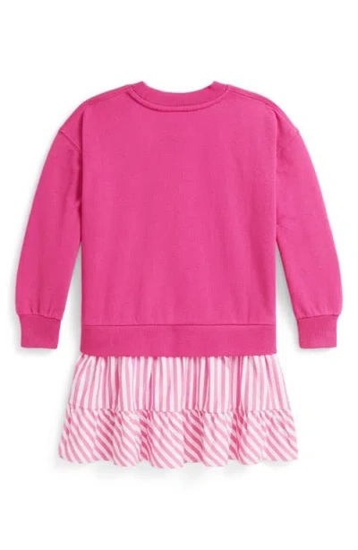 Polo Ralph Lauren Ralph Lauren Striped-skirt Loopback Fleece Dress In Pink