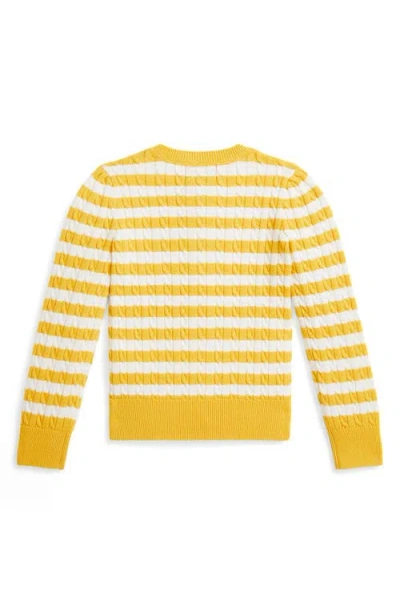 Polo Ralph Lauren Ralph Lauren Striped Mini-cable Cotton Cardigan In Yellow