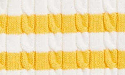 Polo Ralph Lauren Ralph Lauren Striped Mini-cable Cotton Cardigan In Yellow