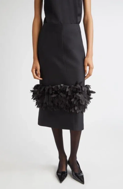 Totême Womens Black Petal High-waist Wool And Silk Midi Skirt In Black