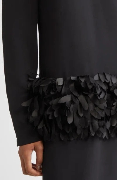 Totême Toteme Petal Long Sleeve Wool & Silk Evening Dress In Black