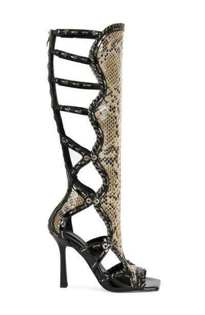 Azalea Wang Indrani Snake Gladiator Boot In Multi