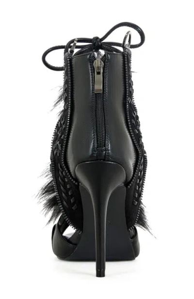 Azalea Wang Shainy Faux Fur Open Toe Bootie In Multi