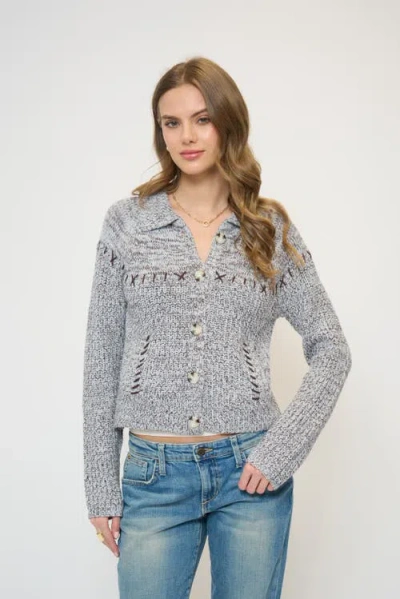 Central Park West Parker Marled Collared Cardigan In Multi