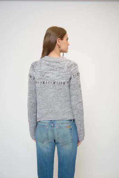 Central Park West Parker Marled Collared Cardigan In Multi