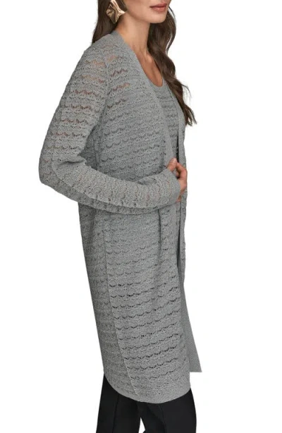 Donna Karan New York Metallic Open Cardigan In Gray