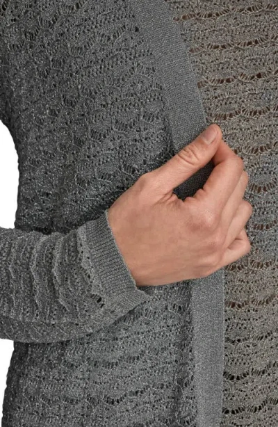 Donna Karan New York Metallic Open Cardigan In Gray