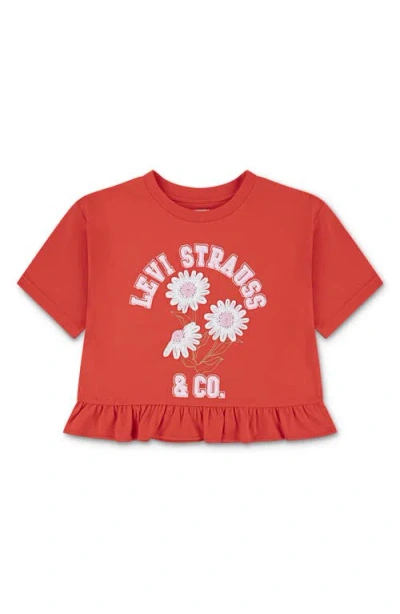 Levi's Kids' Peplum Graphic T-shirt In Red