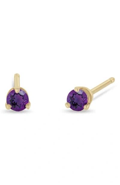 Zoë Chicco 14k Gold Stone Stud Earrings In Brown