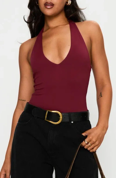 Princess Polly Someone New Halter Bodysuit In Burgundy