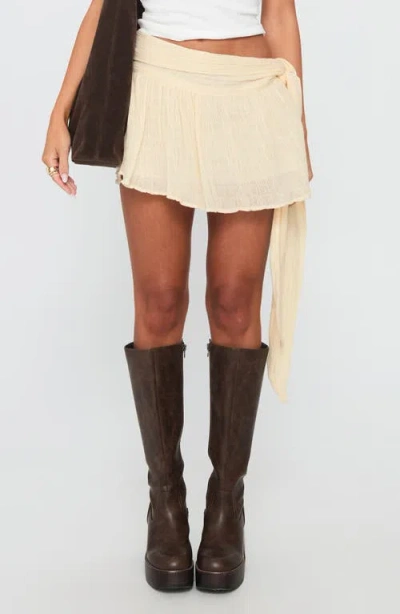 Princess Polly Reviva Side Tie Organic Cotton Blend Miniskirt In White