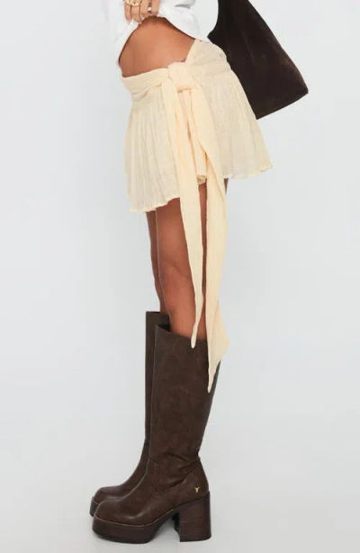 Princess Polly Reviva Side Tie Organic Cotton Blend Miniskirt In White