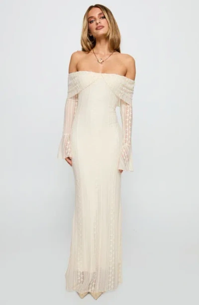 Princess Polly Perdita Long Sleeve Lace Maxi Dress In Neutral