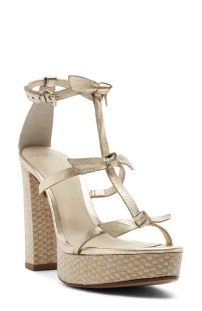 Alexandre Birman Slim Lolita Raffia Platform Sandal In Gold