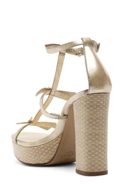 Alexandre Birman Slim Lolita Raffia Platform Sandal In Gold