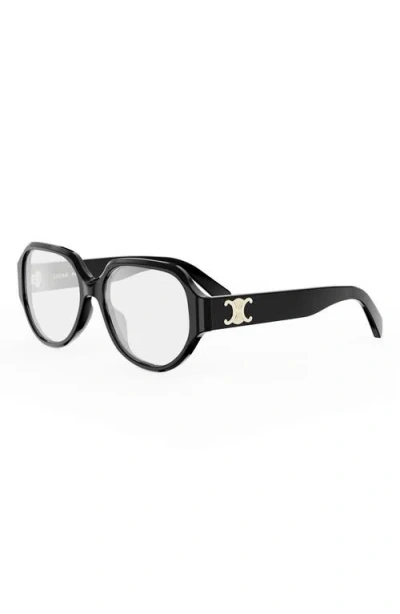 Celine Triomphe 56mm Geometric Eyeglasses In Black