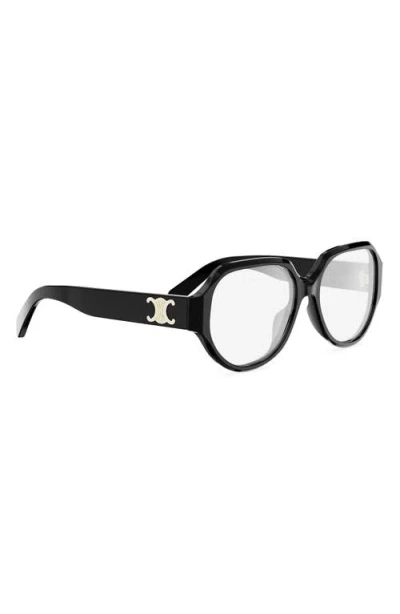 Celine Triomphe 56mm Geometric Eyeglasses In Black