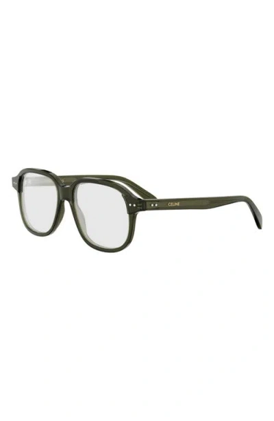 Celine 54mm Thin Geometric Optical Glasses In Green