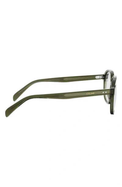 Celine 54mm Thin Geometric Optical Glasses In Green