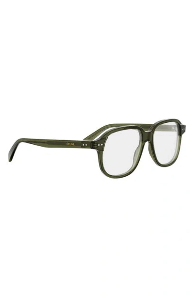 Celine 54mm Thin Geometric Optical Glasses In Green