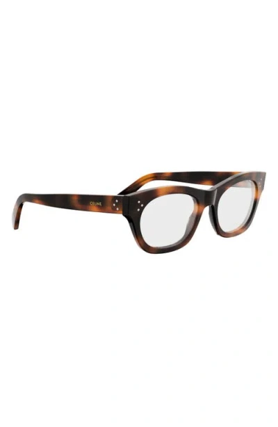Celine 3 Dots 53mm Cat Eye Optical Glasses In Brown
