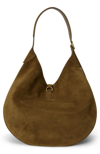 Polo Ralph Lauren Suede Shoulder Bag In Brown