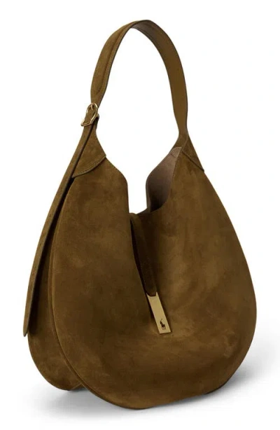 Polo Ralph Lauren Suede Shoulder Bag In Brown