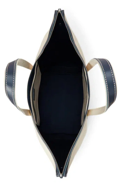 Polo Ralph Lauren Large Leather-trimmed Cotton-blend Canvas Tote In Blue